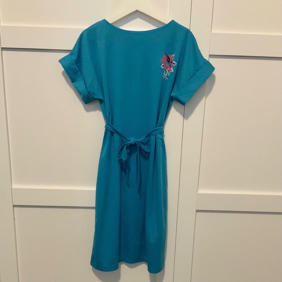 Vintage Sears Turquoise 80s Button Back Dress - Picture 5 of 8